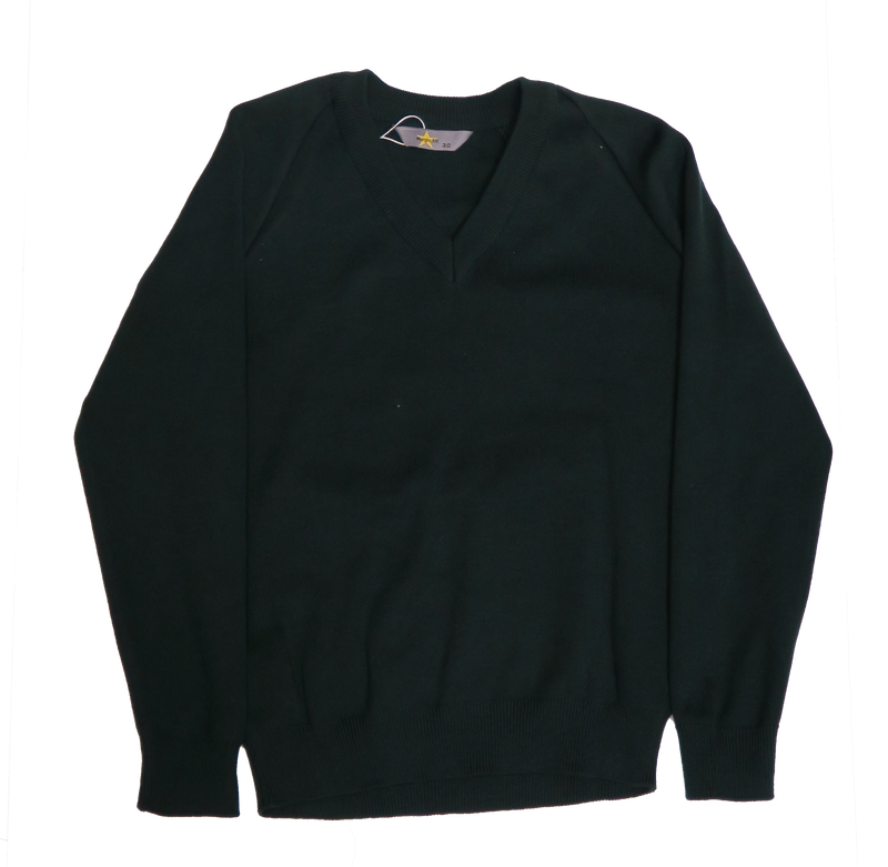 Bottle Green V Neck Pullover