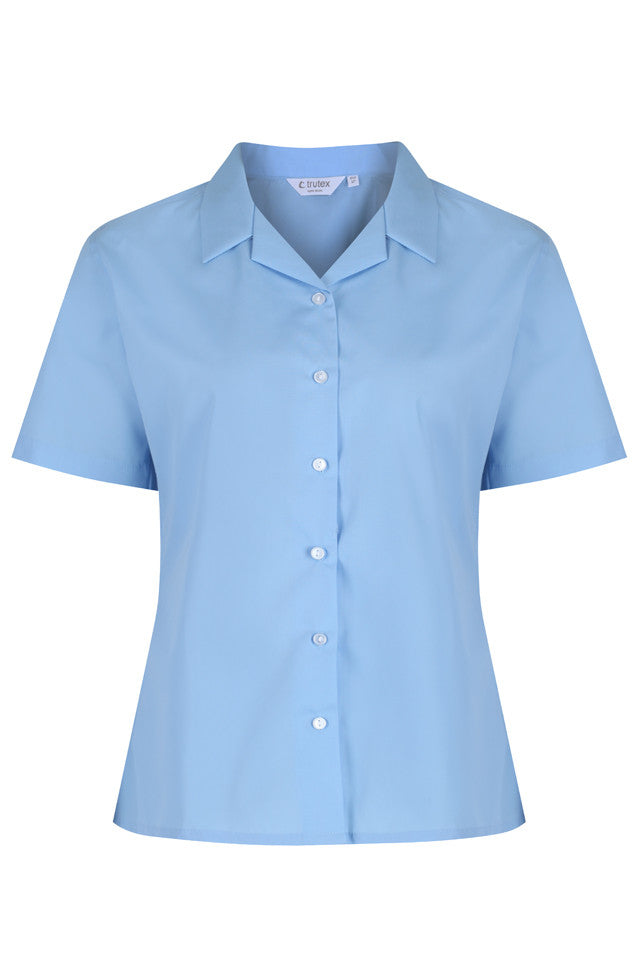 Blue Short Sleeve Rever Easycare School Blouse