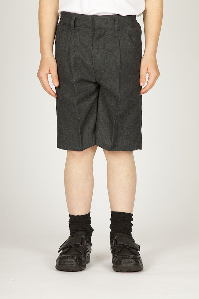 Grey Bermuda Pleated Shorts