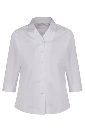 Rever Color 3/4 Sleeve White Blouse