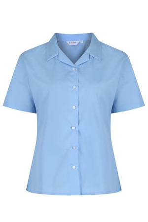 Blue Short Sleeve Rever Easycare School Blouse