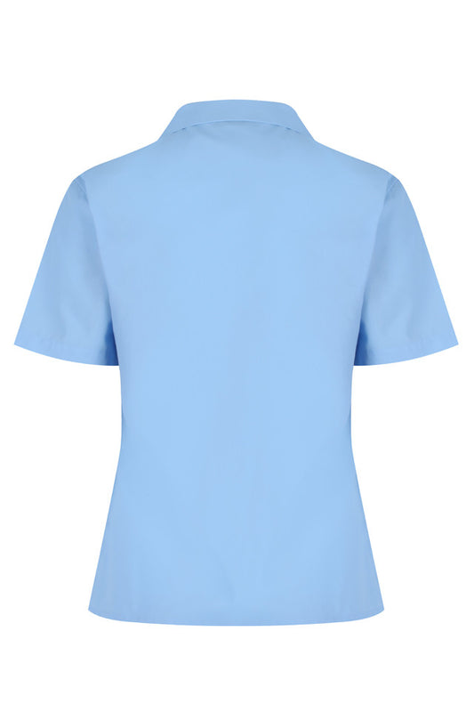 Blue Short Sleeve Rever Easycare School Blouse