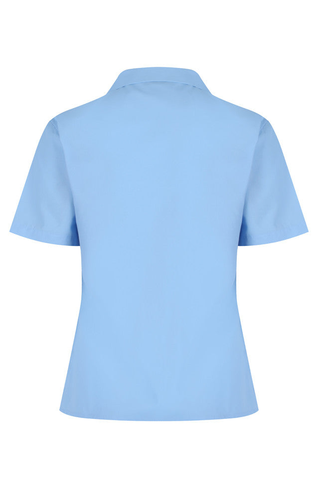 Blue Short Sleeve Rever Easycare School Blouse