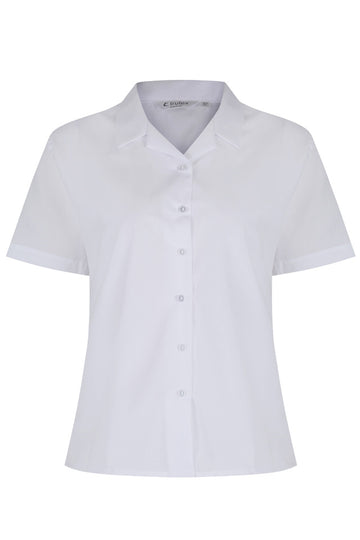 Short Sleeve Rever Collar White Blouses