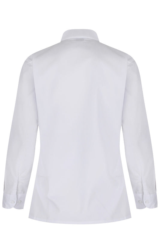 Long Sleeve Rever Collar White Blouses