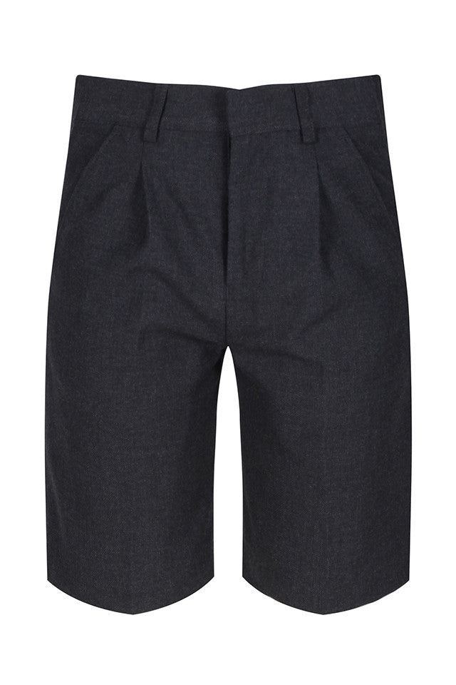 Grey Bermuda Pleated Shorts